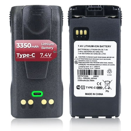 NNTN7335 NNT7335A NNTN7335B Li-ion Battery 3350mAh High Capacity with Type-C Charging Port For Motorola XTS1500 XTS2500 PR1500 MT1500 XTS2250 XTS2000 XTS1000 Two Way Radio with Belt Clip Type-C cable