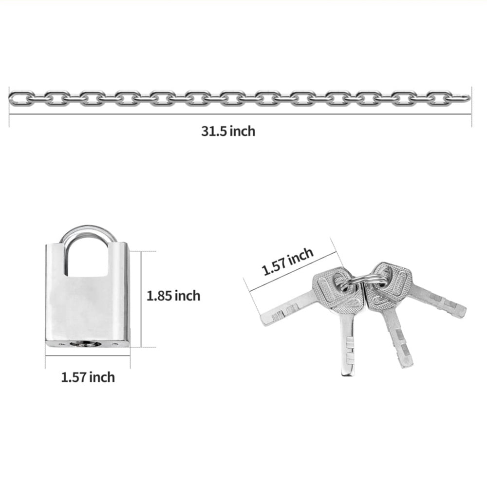 Security Chain Lock,Stainless Steel Rust-proof Bike Chain Lock,Waterproof Bicycle Chain Lock,Heavy Duty Long Lock Chain,Premium Case-Hardened Safety Chain for Outdoor Door Motorcycle