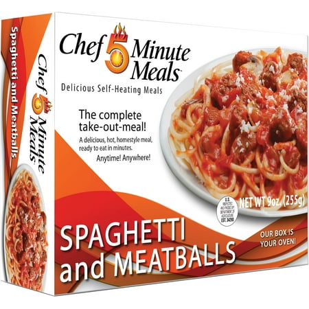 Chef 5 Minute Meals With Self Heating Technology Spaghetti & Meatballs - Pack of