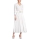 thumbnail image 2 of Vestido Maxi con Pliegues de Manga 3/4 para Mujer Chic INSPIRE, Cuello en V, Cinturón, Talla XS, Blanco, 2 of 6