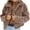 Khaki, variant on Women's Plus Size Winter Warm Fleece Coat Fuzzy Faux Fur Jacket Long Sleeve Zipper Outwear