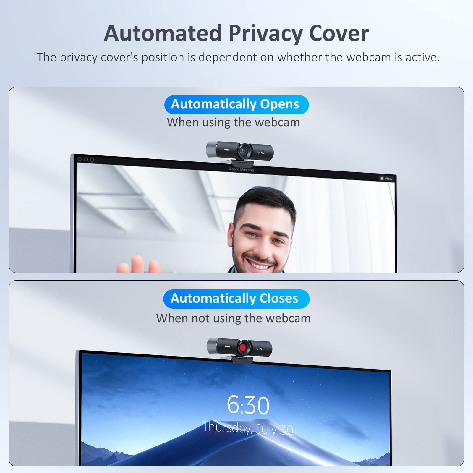 NexiGo HelloCam, 1080P Webcam with Windows Hello,, Automatic Electronic Shutter, Microphone, Facial Enhancement, HD USB Web Cam