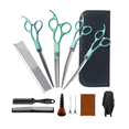 thumbnail image 1 of Kit De Tijeras Barbero Estilista Cortadoras De Cabello 12pcs plata con verde, 1 of 5