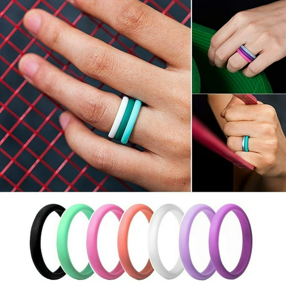 1Pc Unisex Sports Fitness Gym Silicone Ring Band Wedding Couples Promise Gift
