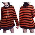 thumbnail image 5 of Sunloudy Women Knit Sweater Long Sleeve Crew Neck Striped Ripped Pullover Tops Spring Fall Streetwear, 5 of 5