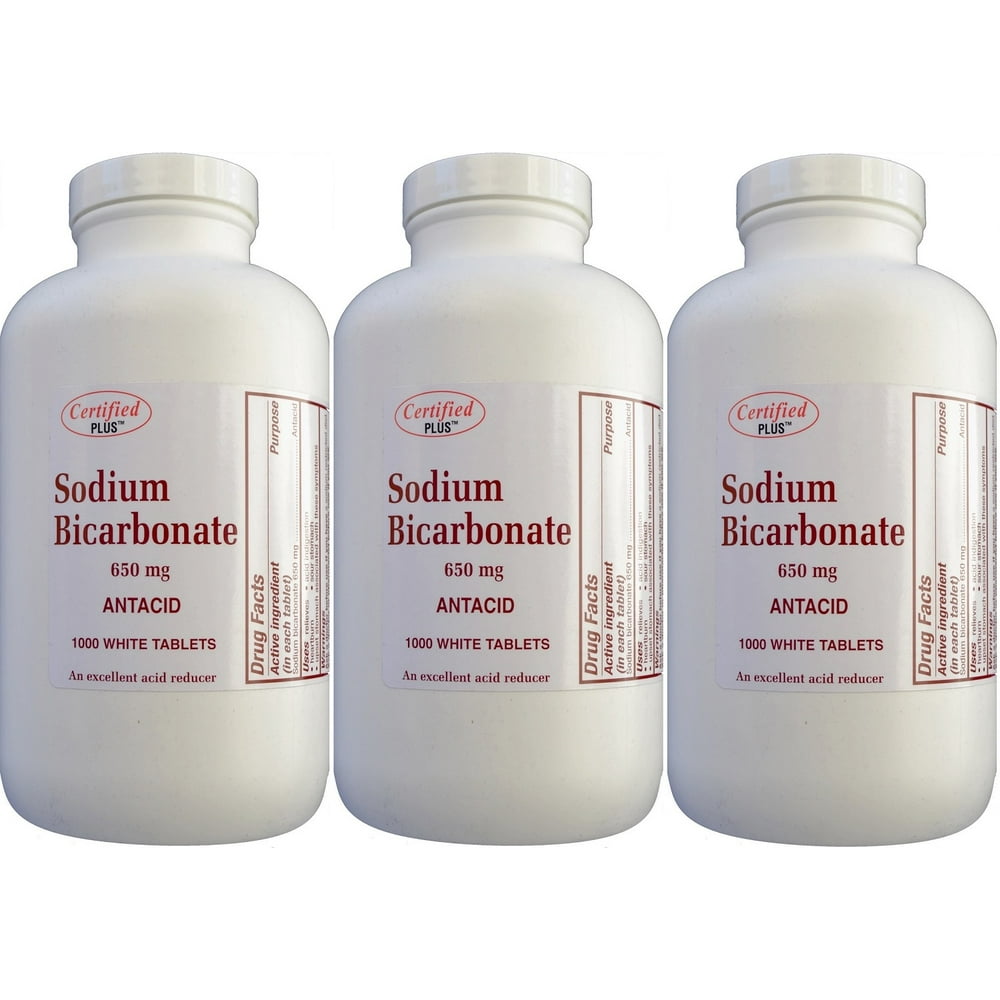 Sodium Bicarbonate 650 mg 1000 Antacid Tablets, for Relief of Acid