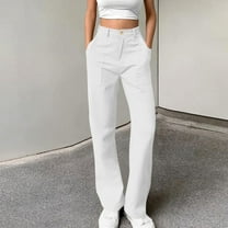 Busydd Pants for Women Solid Color Pockets Cargo Pants Women Baggy Comfortable Casual Button Sweatpants Women L