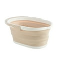 thumbnail image 3 of Cubo de plástico plegable para fregona, barril portátil para el hogar, contenedor de agua, accesorio de limpieza para fregar pisos (beige), 3 of 7