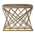 thumbnail image 2 of SEI Furniture Mikkeli Square Velvet Upholstered Stool in Gray/Gold, 2 of 3