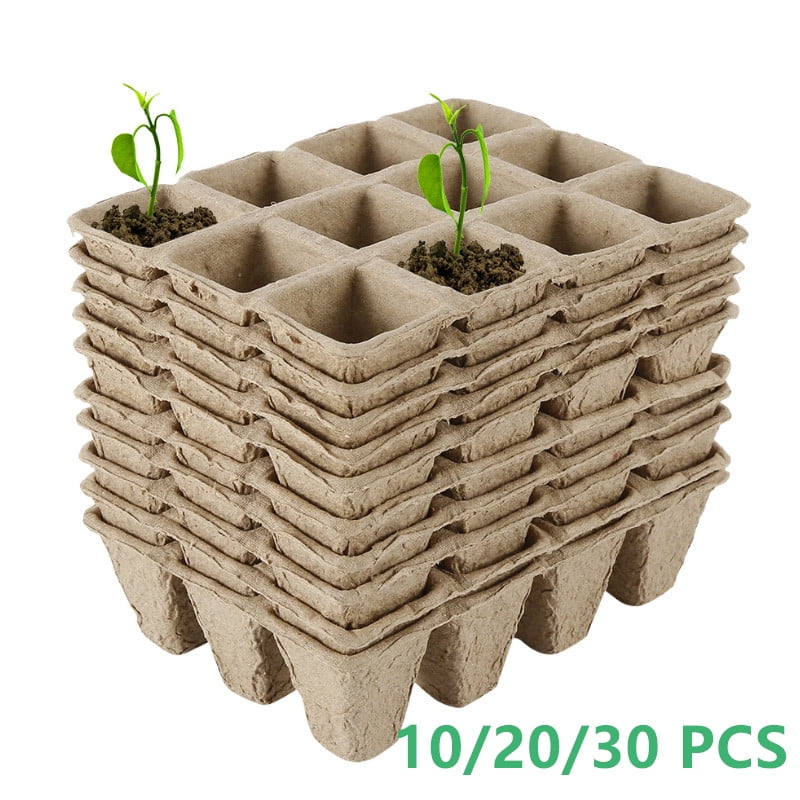 Nursery Biodegradable Germination Seedling Trays Seed Starter Peat Pots,15 PCS Premium Seed Starter Trays,Peat Pots for Garden Seeding Germination Trays 180 Cells with 15 Plastic Plant Labels.