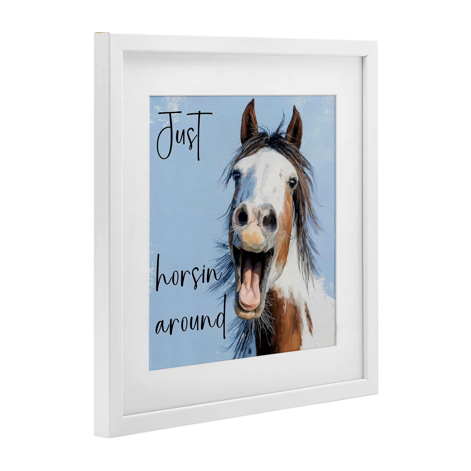 Stupell Industries Just Horsin' Around White Framed Print Under Glass, design by Kim Curinga