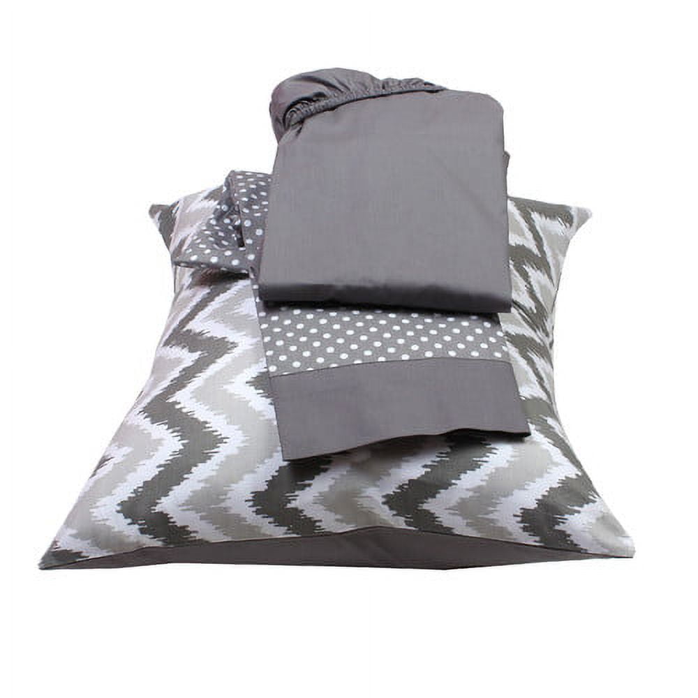 Bacati - MixNMatch Zigzag 3-Piece 100% Cotton Percale Toddler Sheet Set, Purple