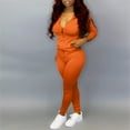 thumbnail image 2 of Atogsazn Women's 2 Piece Workout Sets Casual Solid Color Sports Suit Long Sleeve Sweatshirt and Sweatpants Set Tracksuit Orange XL, 2 of 8