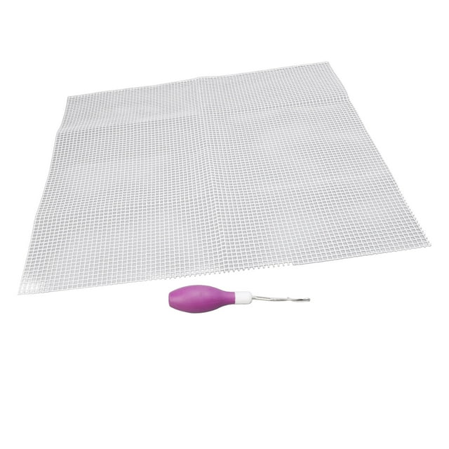 Latch Hook Tool Rug Making Mesh Kit Metal Construction with Comfortable Rubber Handle Crochet Hair Coaster Making Crafting