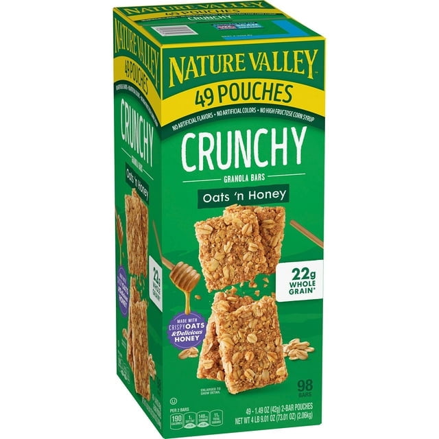 Nature Valley Oats 'n Honey Crunchy Granola Bars, 49 Count With White Bowl By OMA