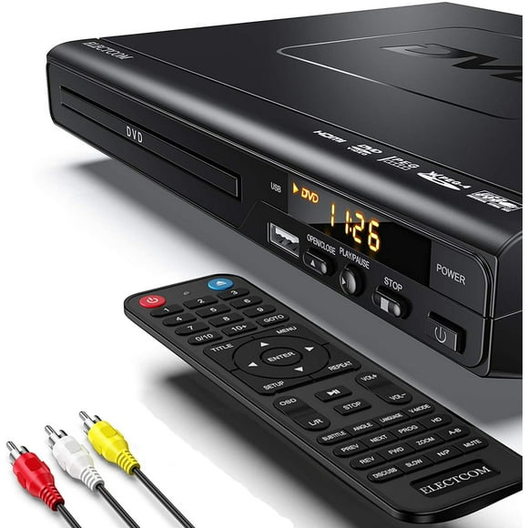 DVD Player Region Free DVD Player for TV, Upgraded CD DVD Disc Player with Remote Control, HDMI-Compatible/Full HD 1080p/AV Output/Support USB 2.0/Double MIC Port, Compact DVD Player for Home