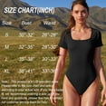 thumbnail image 3 of OQQ Women's 2 Piece Bodysuits Sexy Ribbed One Piece Square Neck Short Sleeve Bodysuits, 3 of 7