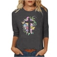 thumbnail image 1 of Blouses pour Femmes T-Shirt Imprimé Manches 3/4 Blouse Col Rond Décontracté, Blouses pour Femmes T-Shirts pour Femmes, Blouses pour Femmes Décontractées, 1 of 3