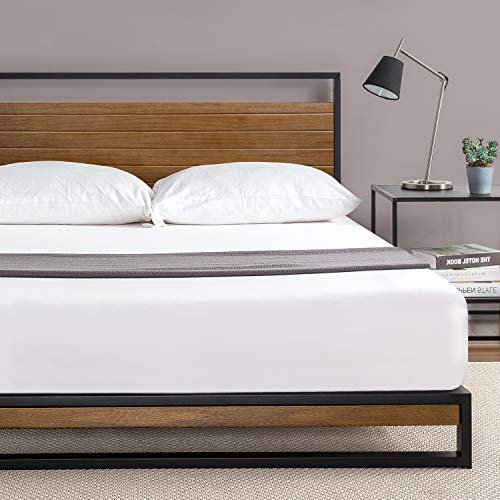 Zinus Ironline 14 inch Metal and Wood Platform Bed Frame with Headboard