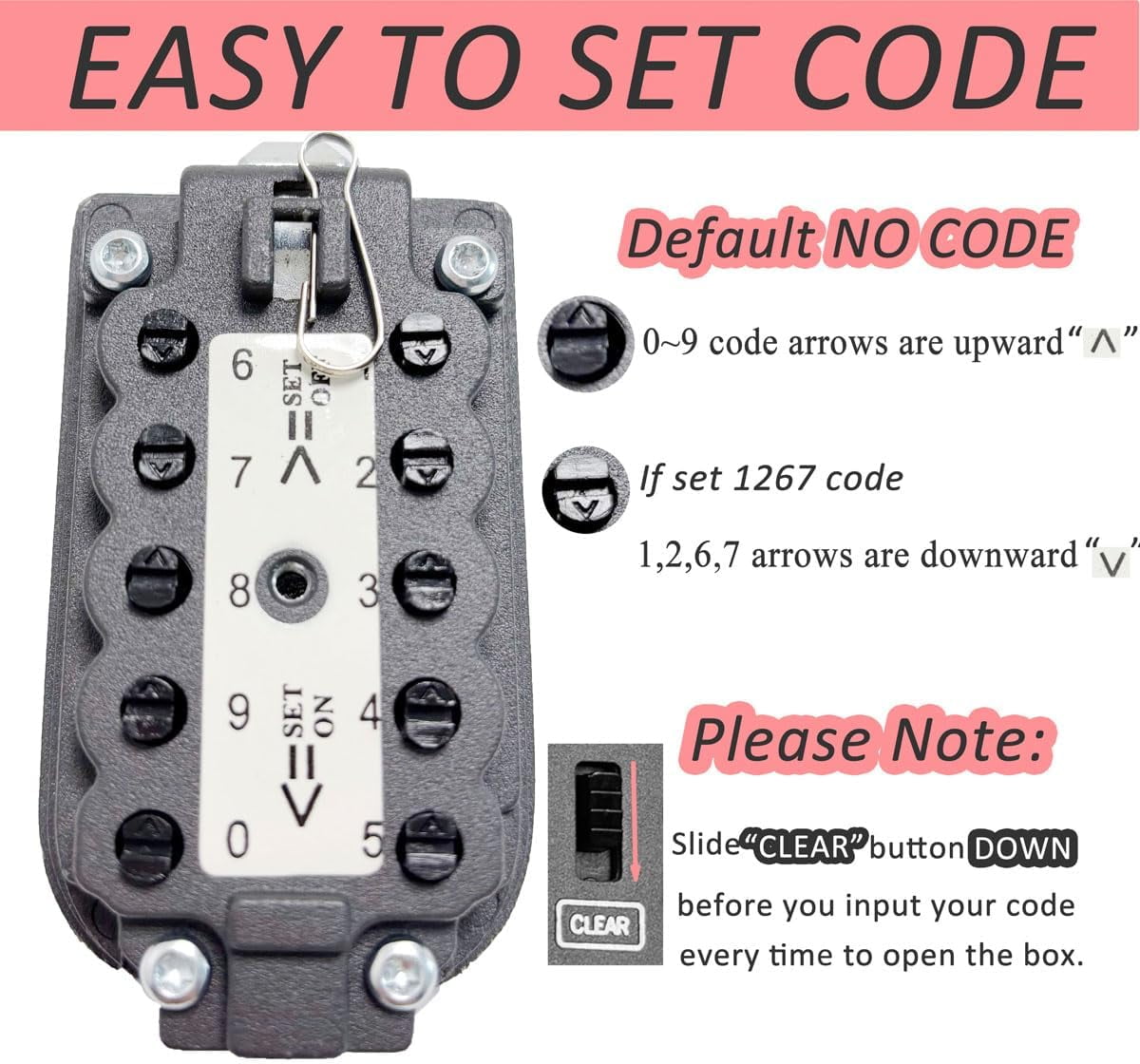 Wall Mount Key Lock Box with 10 Digit Code, Waterproof Key Storage Box for Home Security