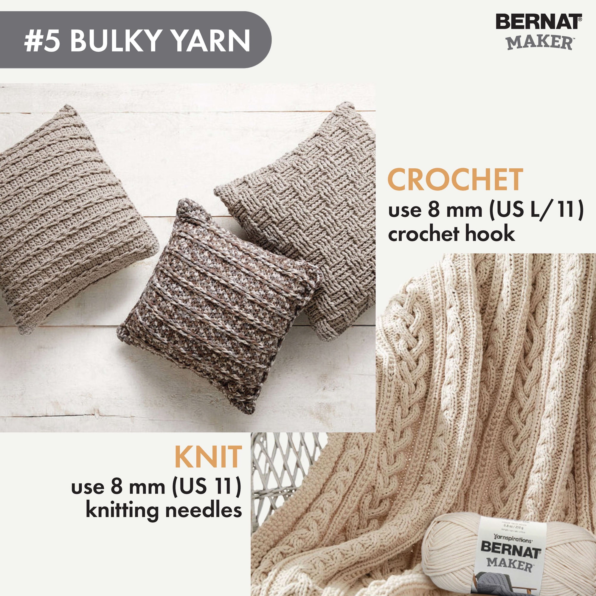 Bernat® Maker™ #5 Bulky Cotton fil, 8.8oz/250g 317 Yards
