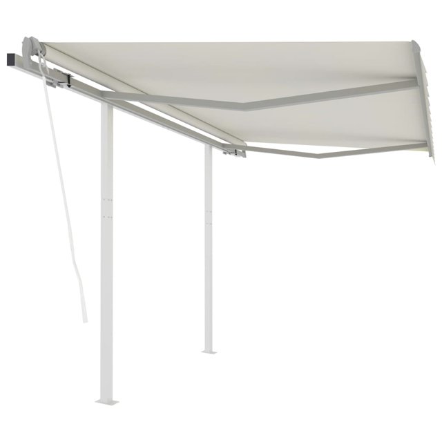 vidaXL Auvent Rétractable Automatique avec Poteaux 3x2,5 m Crème