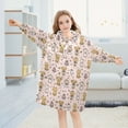 thumbnail image 4 of Wearable Blanket Hoodie for Kids Cute Dogs and Cats Flannel Hooded Blanket with Pockets and Sleeves Suitable for Boys and Girls, 4 of 7