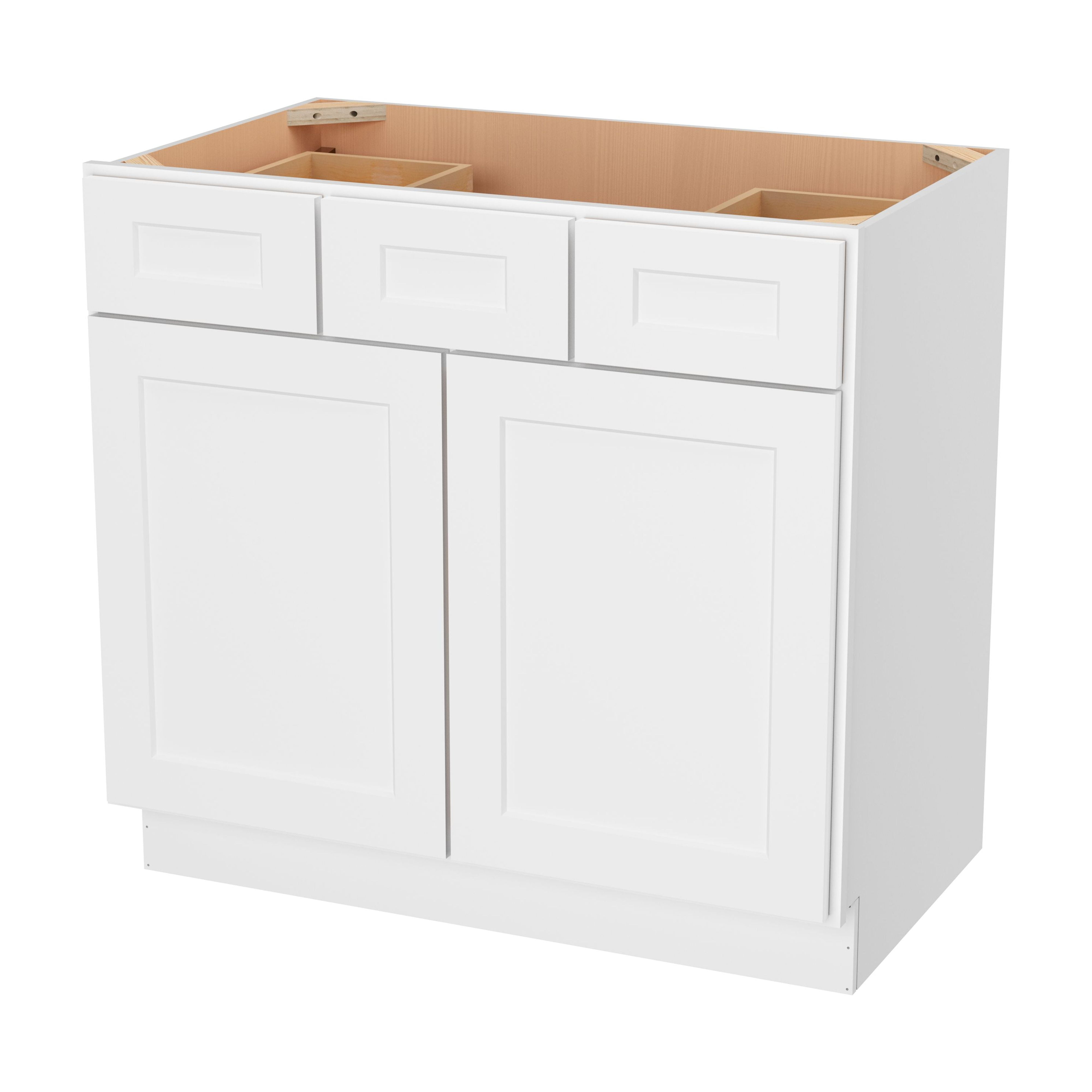Furinno Shaker 2-Drawer Bath Vanity Cabinet without Top, Ready to Assemble, 21 D x 36 W x 34.5 H, White