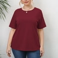 thumbnail image 4 of IROINNID Plus Size Tops For Women Summer Going Out Loose Casual Short Sleeve Round Neck Top Spring Saving, 4 of 8