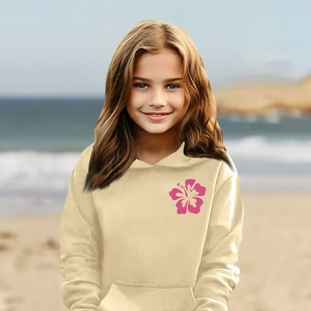

ZKIRBJV Pink Palm Puff Hoodies for Kids Everything Comes In Waves Print Fleece Hoodie Cute Long Sleeve Sweatshirt with Pockets Winter Hooded Pullover Tops for Toddler & Boys Girls Beige 11-12Years