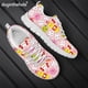 thumbnail image 1 of Zapatos Doginthehole con estampado de dientes dentales rosas para mujer, planos, para primavera y otoño, informales, con cordones y logotipo personalizado, 1 of 6