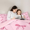 thumbnail image 5 of Erosebridal Cute Pink Bowknot Kids 7-Piece Twin Bedding Sets,Kawaii Coquette Bowtie Bedding Comforter Set For Girls,Pink Reversible, 5 of 7