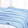 thumbnail image 6 of PiccoCasa 100% Cotton Soft Knitted Throw Solid Blanket for Couch Sofa Bedroom, Pale Blue 60"x79", 6 of 8