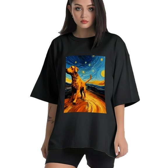 Plus Size Shirt for Women Black Tops for Women Short Sleeves Shirt for Women Dogs In The Night T Shirt Crewneck Shirt for Women XS