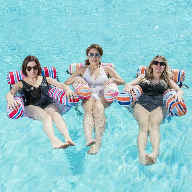 Sillón flotante para piscina con estampado de rayas inclinadas, paquete de 3 SLOOSH Sloosh