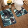 thumbnail image 2 of Yiaed Wave Ocean Animal Shark Print Bathroom Mat Set 2 Pieces Mat Anti-Skid Pad Ultra Soft and Absorbent Bathroom Bath Mat Contour Bath Rugs for Toilet Base, 2 of 6