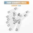 thumbnail image 3 of Unique Bargains 25pcs Car 12A Quick Blow Glass Tube Fuses Breaking Voltage 250V 6x30mm 0.24x1.18 Inch Fuse Glass Tubes, 3 of 6