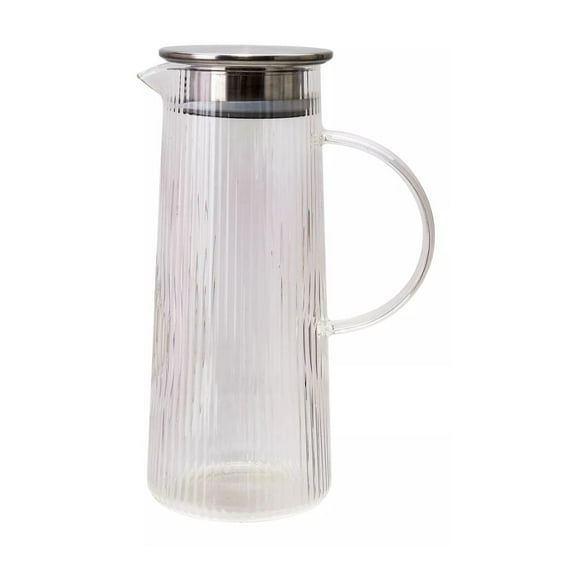 Jarra Vidrio Giza Tapa Acero Inoxidable 1.3 Litros Hogar Cocina Cristal Decoracion Agua Bebida Practico