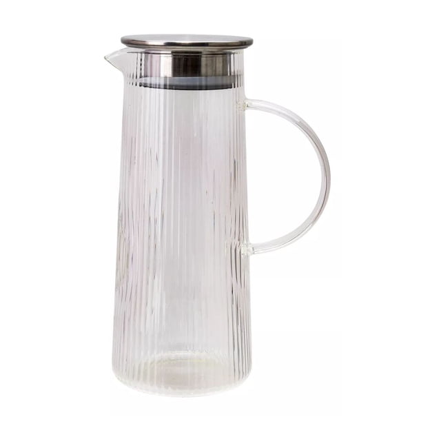 Jarra Vidrio Giza Tapa Acero Inoxidable 1.3 Litros Hogar Cocina Cristal Decoracion Agua Bebida Practico