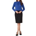 thumbnail image 2 of BLUSA DE CHIFFON CON CUELLO ALTO INSPIRADA EN CHIC OTOÑO INVIERNO PARA MUJERES, CAMISA DE MANGA LARGA DE NEGOCIOS CASUAL EN AZUL REAL, 2 of 6