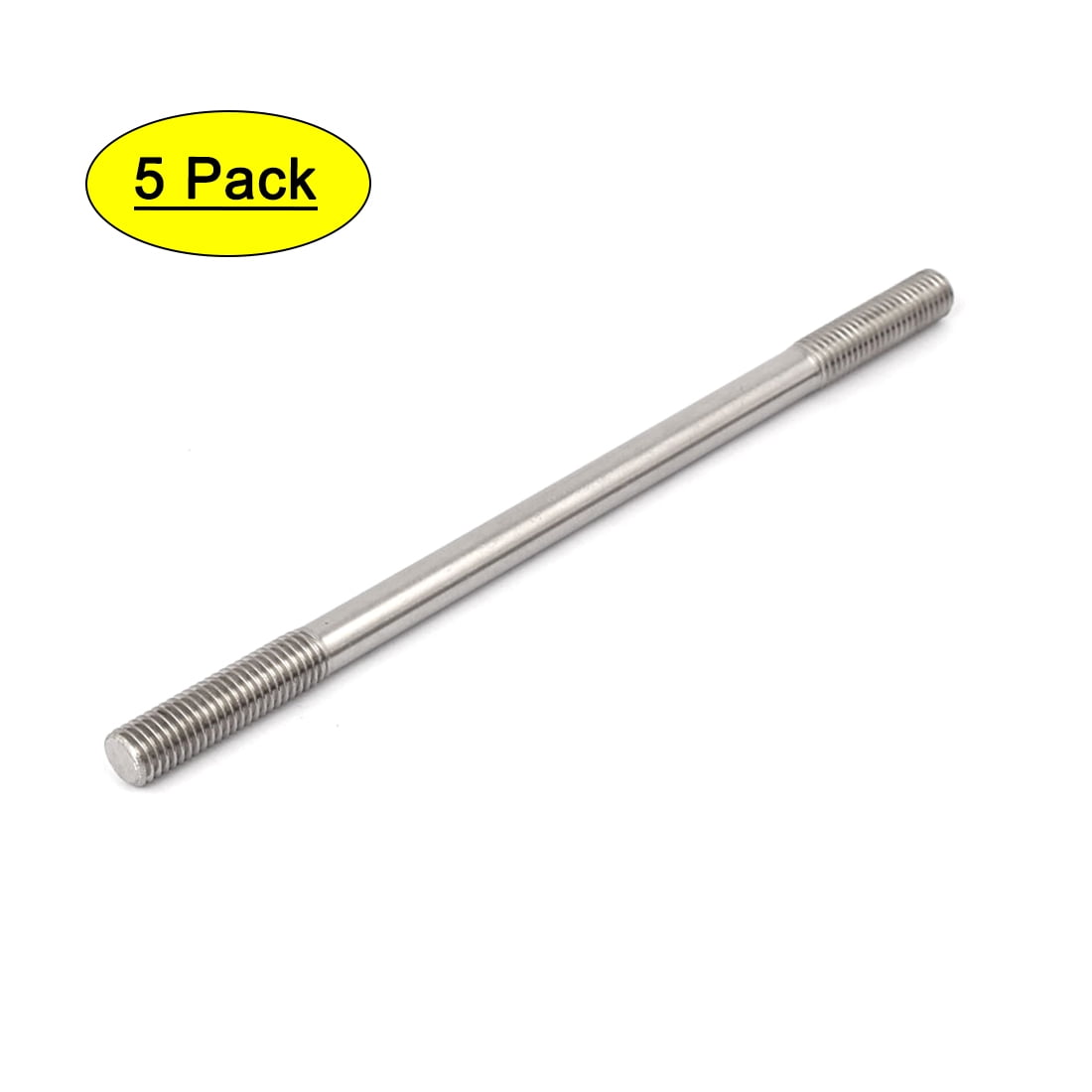 Uxcell M10x190mm 304 Stainless Steel Double End Thread Tight Push Rod Stud (5pack)