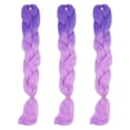 thumbnail image 4 of Gradient Braided Pigtail Hair Wig for Women 3Pcs Purple Ponytail Extensions, 4 of 4