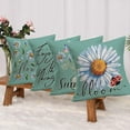 thumbnail image 4 of Spring Summer Flower Throw Pillow Covers 18x18 Inch Set of 4 Daisy Floral Leaves Bloom Plant Butterfly Sunshine Enjoy The Little Things Quotes Farmhouse Decorations Pillow Cases Green White, 4 of 6