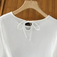 thumbnail image 5 of ZQUUVOU Womens T-Shirts Solid Color Short Sleeved Ruffle Hem Crew Neck Top(White,XL), 5 of 8
