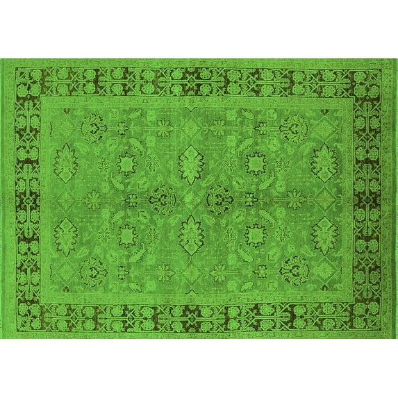 Ahgly Company Indoor Rectangle Oriental Green Industrial Area Rugs, 3' x 5'