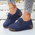 thumbnail image 4 of Women Matte Fabric Chunky Platform Lace Up Sneakers, Embossed Surface, Thick Cloud Cushion Insole, Deep Lug Anti Slip Outsole, Retro Dad Shoe Silhouette for Daily Outdoor Walking Errands,Blue 7.5, 4 of 4