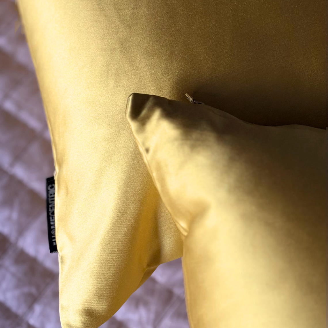 Dull Yellow Decorative Lumbar Pillow Cover 14"x24" | Pack of 2 Modern Satin Oblong Cushion Cover Solid | Plain Solid Pillowcases for Bed, Couch & Sofa, Modern Home Décor - Dull Yellow Slub Satin