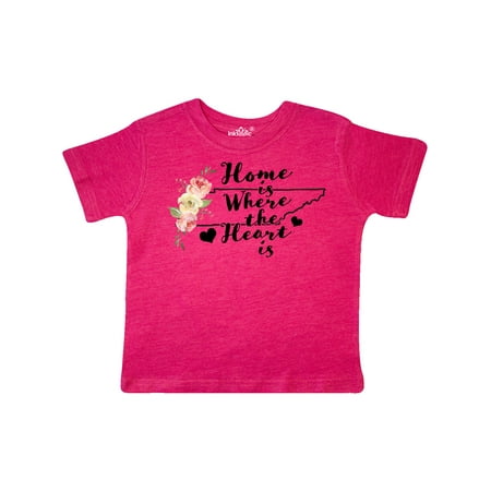 

Inktastic Tennessee Home is Where The Heart is with Watercolor Floral Gift Toddler Toddler Girl T-Shirt