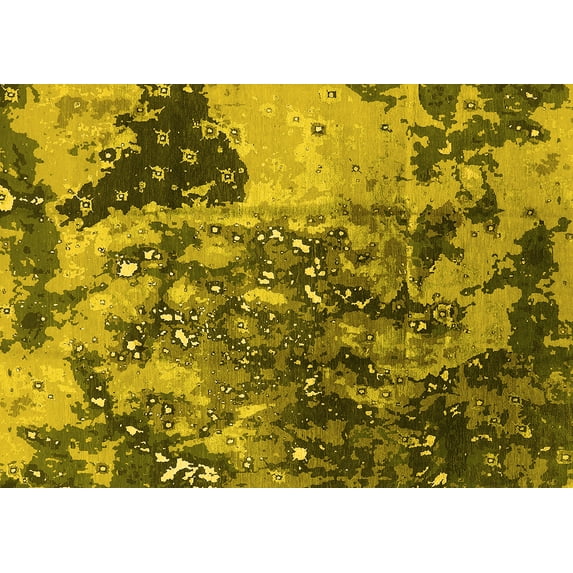 Ahgly Company Indoor Rectangle Oriental Yellow Industrial Area Rugs, 6' x 9'