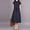 Navy, variant on Plus Size Dress, Women's Wrap Midi Dress with Tie Waist, Flattering A-Line Solid Color Casual Dress